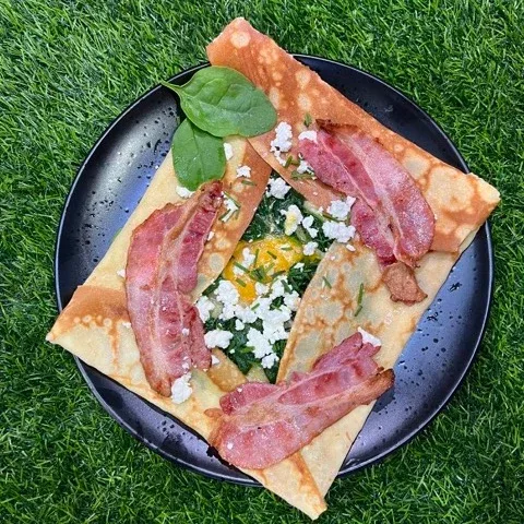 Crêpe - Spinat, Æg, Bacon & Feta
